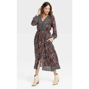 Knox Rose‎ Dress- Small Cottage, summer long sleeve drawstring waist